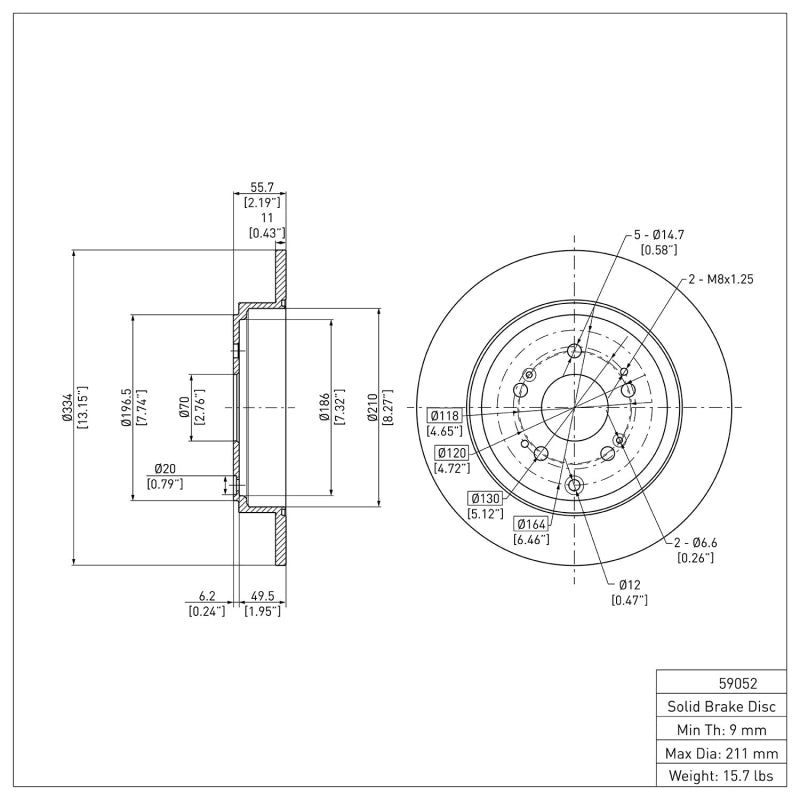 R1 06-14 Honda Ridgeline Rear Brake Rotor