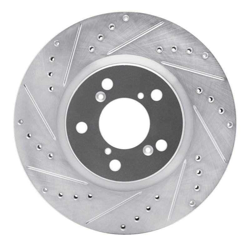 R1 06-14 Honda Ridgeline Front Left Drilled & Slotted Silver Brake Rotor