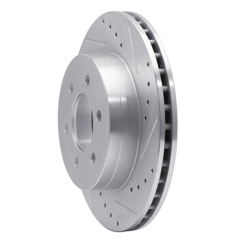 R1 97-02 Dodge Dakota 4WD Front Right Drilled & Slotted Silver Brake Rotor