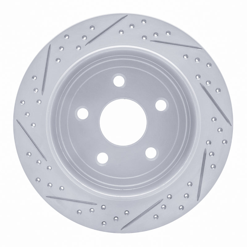 R1 07-18 Jeep Wrangler Rear Right Drilled & Slotted Geo-Carbon Rotor