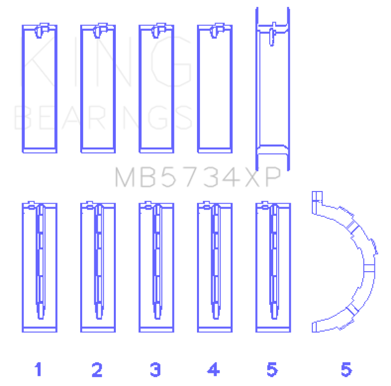 King Engine Bearings Ford Mustang Prod 302 Coyote Performance Main Bearing Set - Size STD