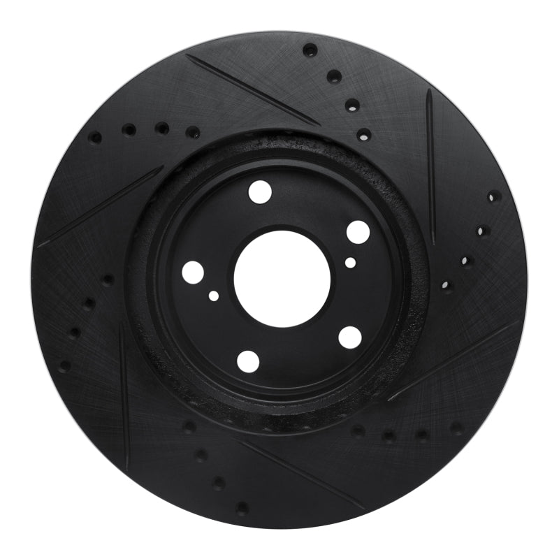 R1 99-07 Lexus ES330 Front Left Drilled & Slotted Black Brake Rotor