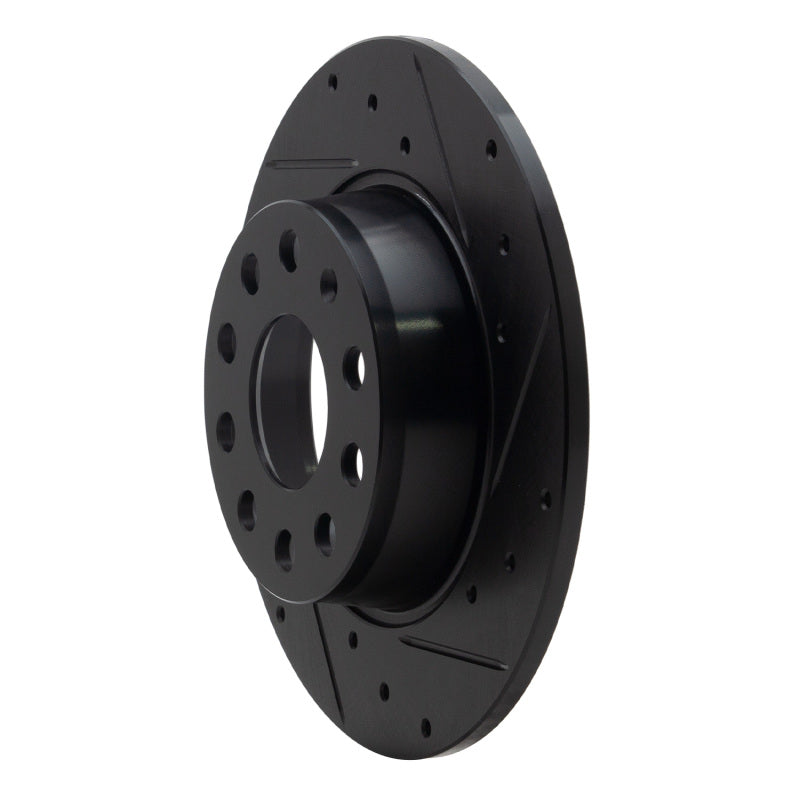R1 05-25 Audi A3 Sportback E-Tron Rear Right Drilled & Slotted Black Brake Rotor