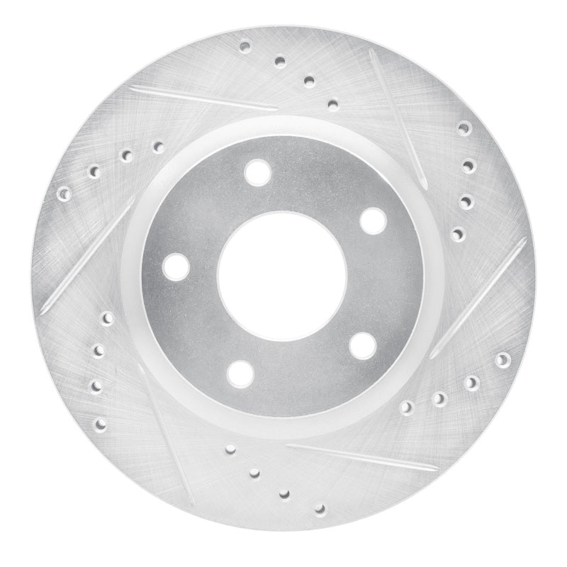 R1 13-19 Nissan SENTRA Front Right Drilled & Slotted Silver Brake Rotor