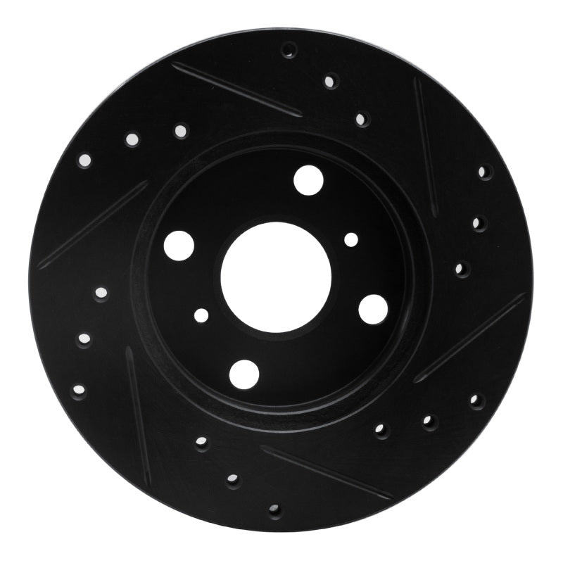 R1 90-91 Toyota Celica Front Left Drilled & Slotted Black Brake Rotor