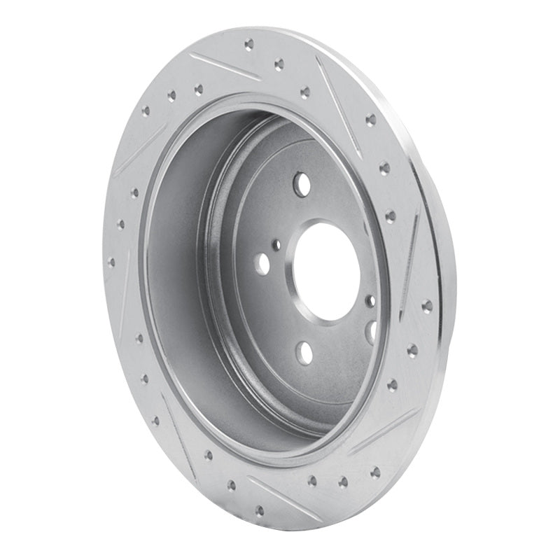 R1 10-20 Lexus RX450h Rear Left Drilled & Slotted Silver Brake Rotor
