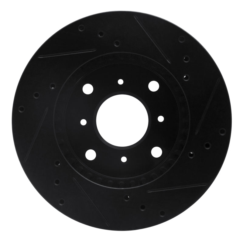 R1 92-96 Honda Prelude Front Left Drilled & Slotted Black Brake Rotor