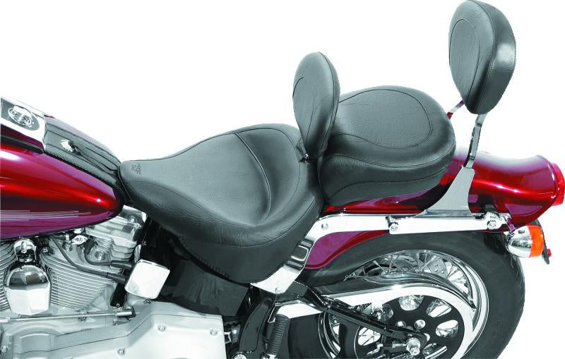 Mustang 00-15 Harley Softail Standard Rear Tire Wide Touring Solo Seat w/Driver Backrest - Black