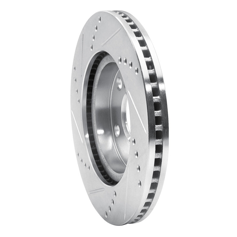 R1 06-18 Lexus HS250H Front Right Drilled & Slotted Silver Brake Rotor