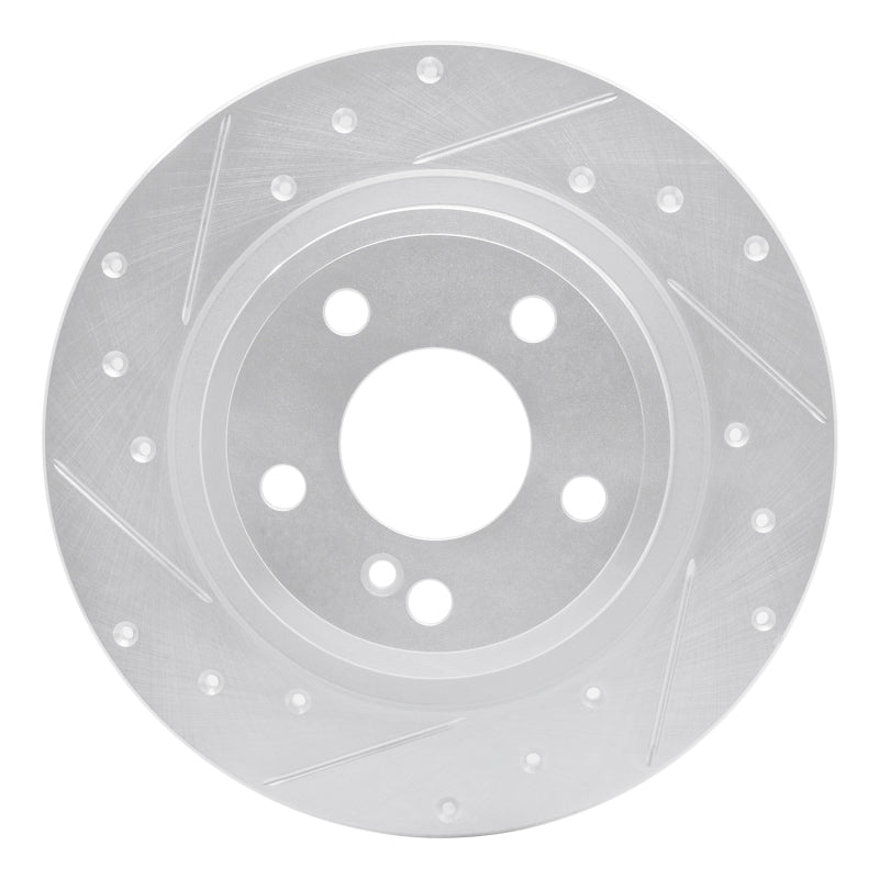 R1 14-20 Infiniti QX30 Rear Left Drilled & Slotted Silver Brake Rotor