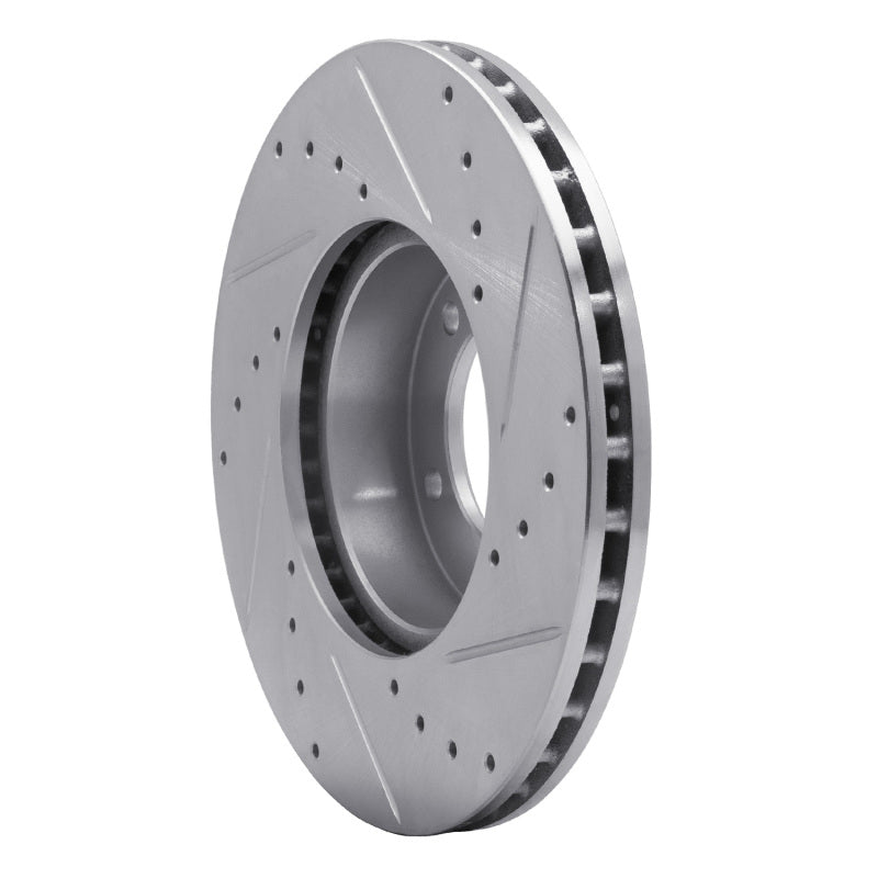 R1 71-97 Jaguar XJ12 Front Left Drilled & Slotted Silver Brake Rotor