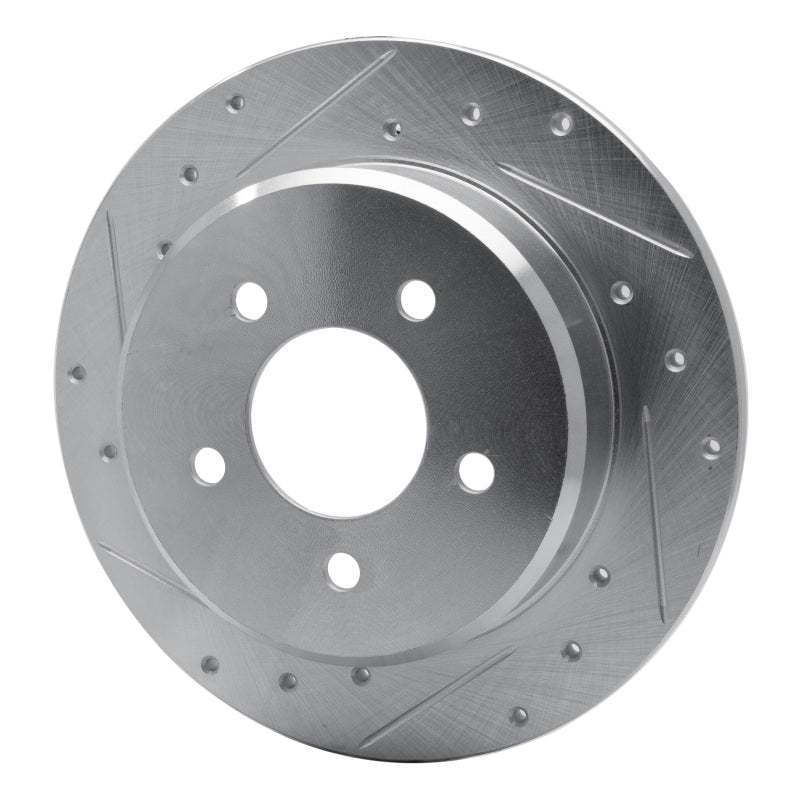 R1 97-07 Chrysler Town & Country Rear Left Drilled & Slotted Silver Brake Rotor