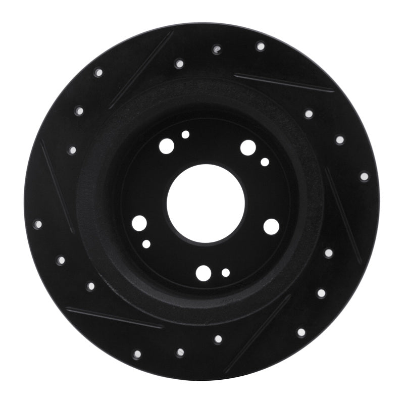 R1 05-17 Honda Accord Rear Right Drilled & Slotted Black Brake Rotor