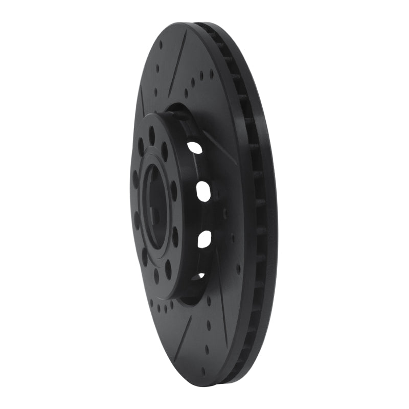 R1 92-08 Audi A4 (Mexico) Front Left Drilled & Slotted Black Brake Rotor