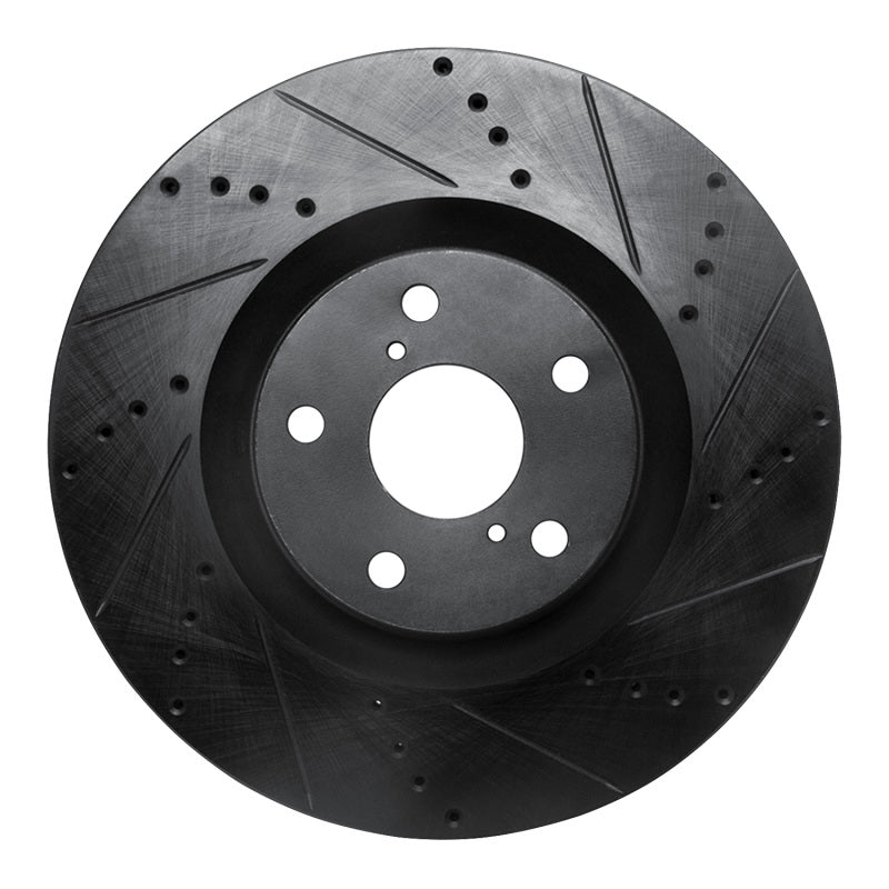 R1 09-11 Lexus GS350 Right Front Drilled & Slotted Black Brake Rotor