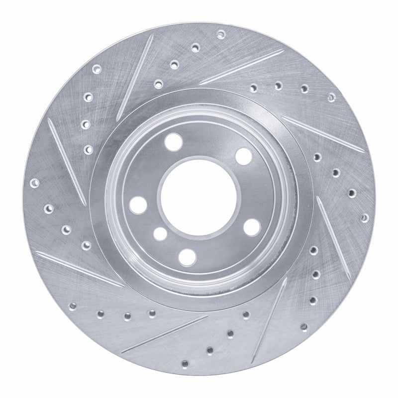 R1 04-10 BMW X3 Front Right Drilled & Slotted Silver Brake Rotor