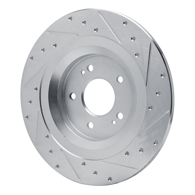 R1 22-25 Hyundai SANTA FE Rear Left Drilled & Slotted Silver Brake Rotor