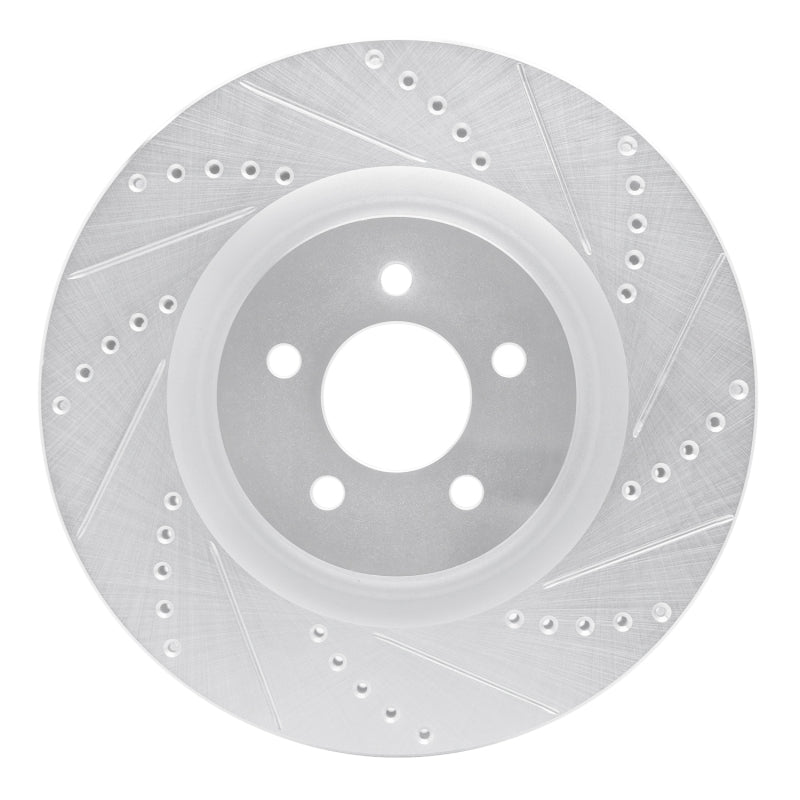DFC 07-14 Ford Mustang Front Right Drilled & Slotted Silver Brake Rotor