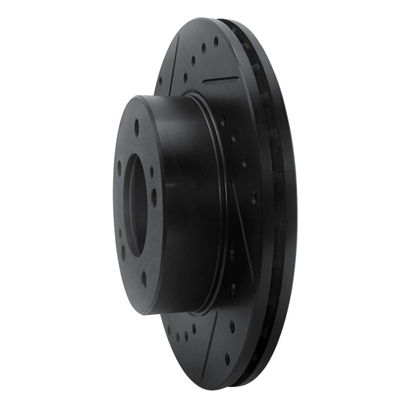 R1 83-89 Chrysler Conquest Front Left Drilled & Slotted Black Brake Rotor