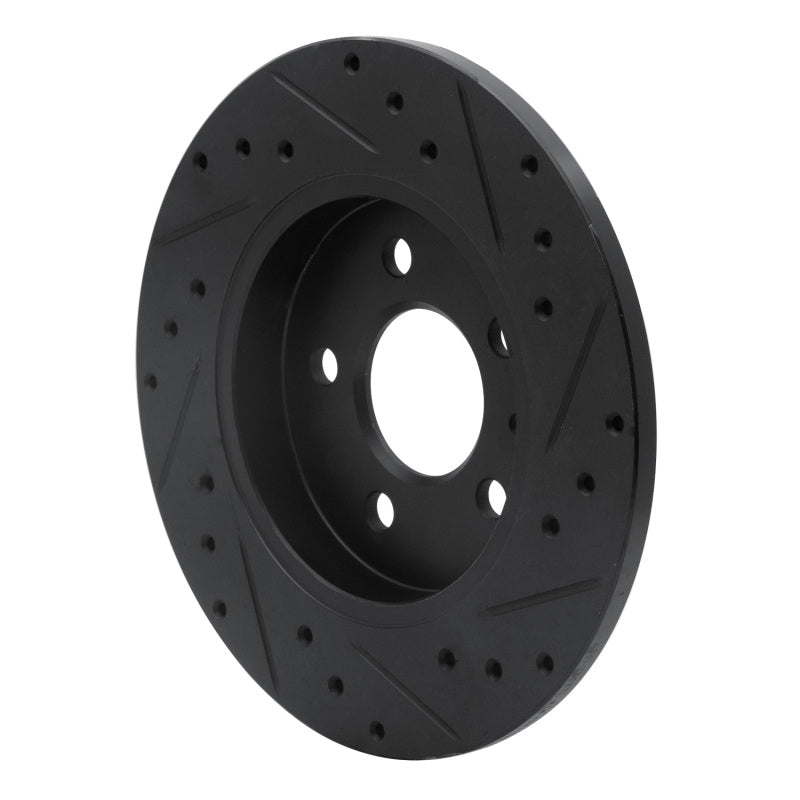R1 00-09 Audi A4 Quattro Rear Left Drilled & Slotted Black Brake Rotor