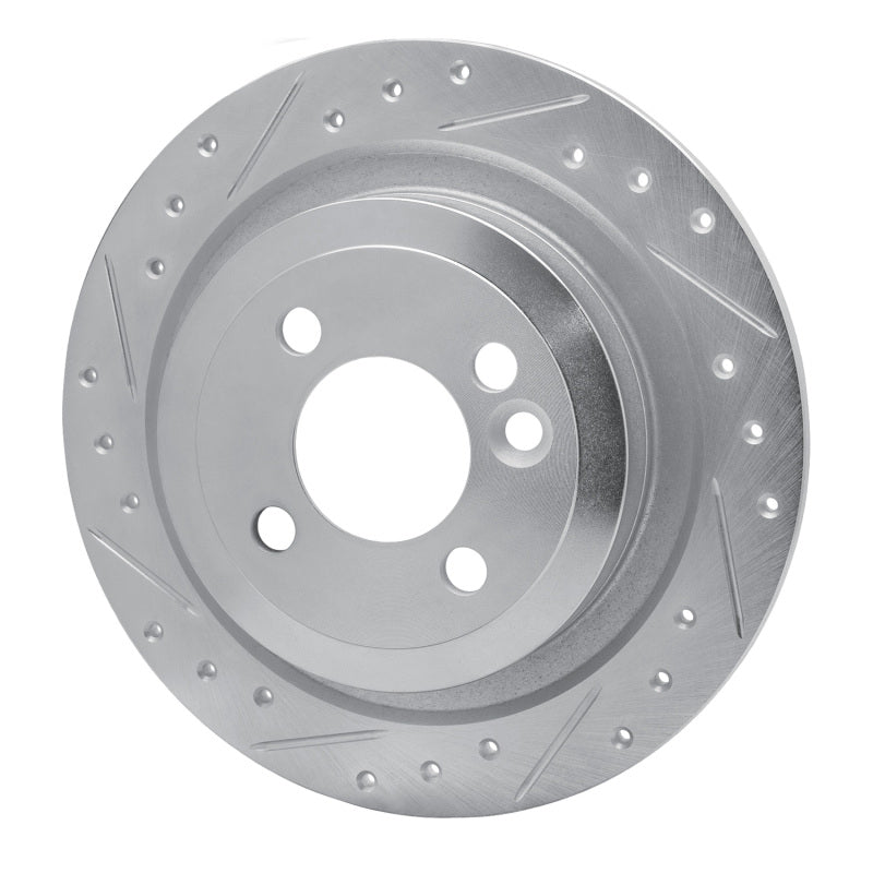 R1 09-14 Mini Cooper Clubman Rear Left Drilled & Slotted Silver Brake Rotor