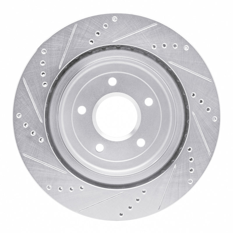 R1 2006-2013 Chevrolet Corvette Rear Right Drilled & Slotted Silver Brake Rotor