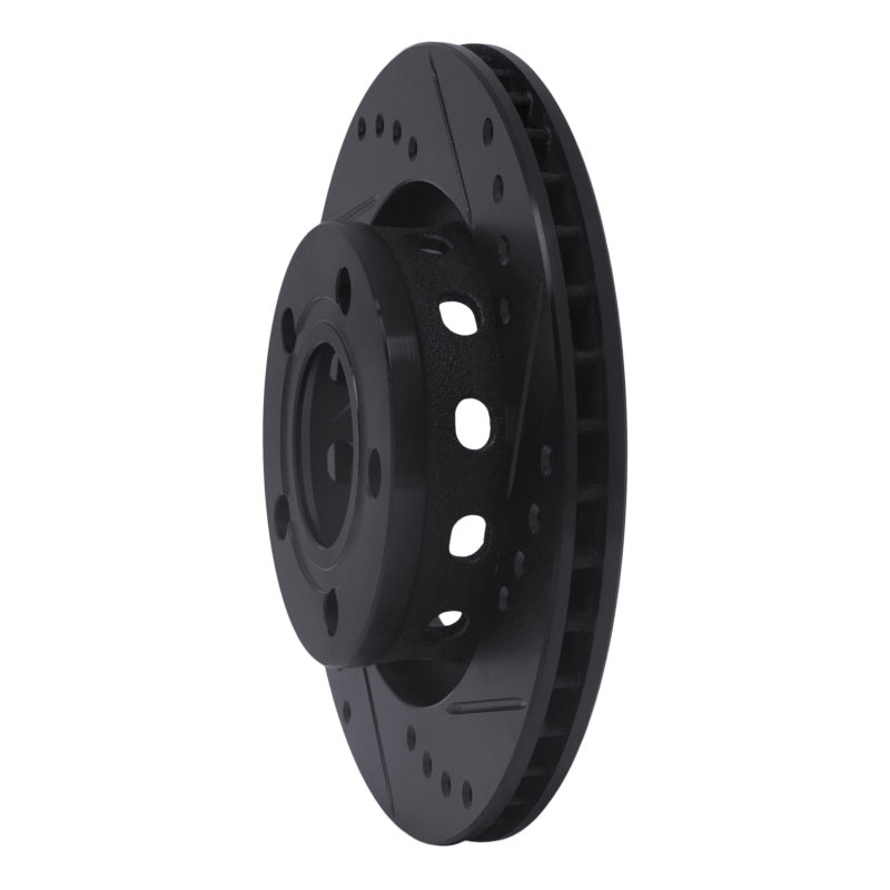 R1 99-05 Audi A6 Quattro Rear Right Drilled & Slotted Black Brake Rotor