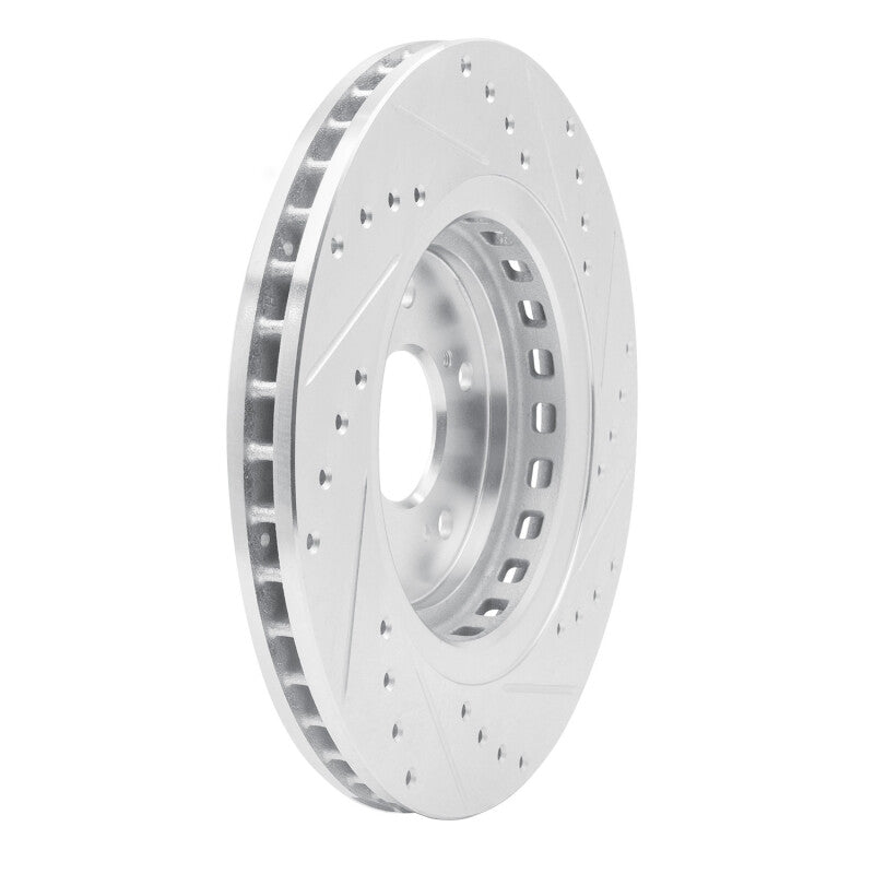 R1 14-20 Acura TLX Front Left Drilled & Slotted Silver Brake Rotor