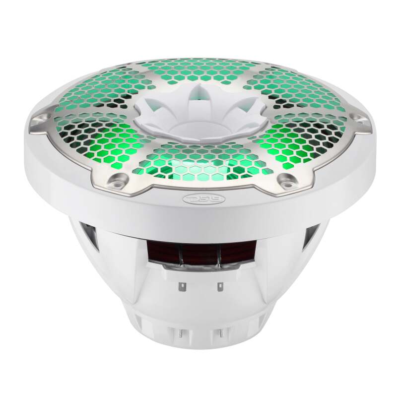 DS18 Hybrid Marine Speaker w/ Driver And RGB LEDs 10in 2-Way 450 Watts RMS 4 ohm White w/ Cover