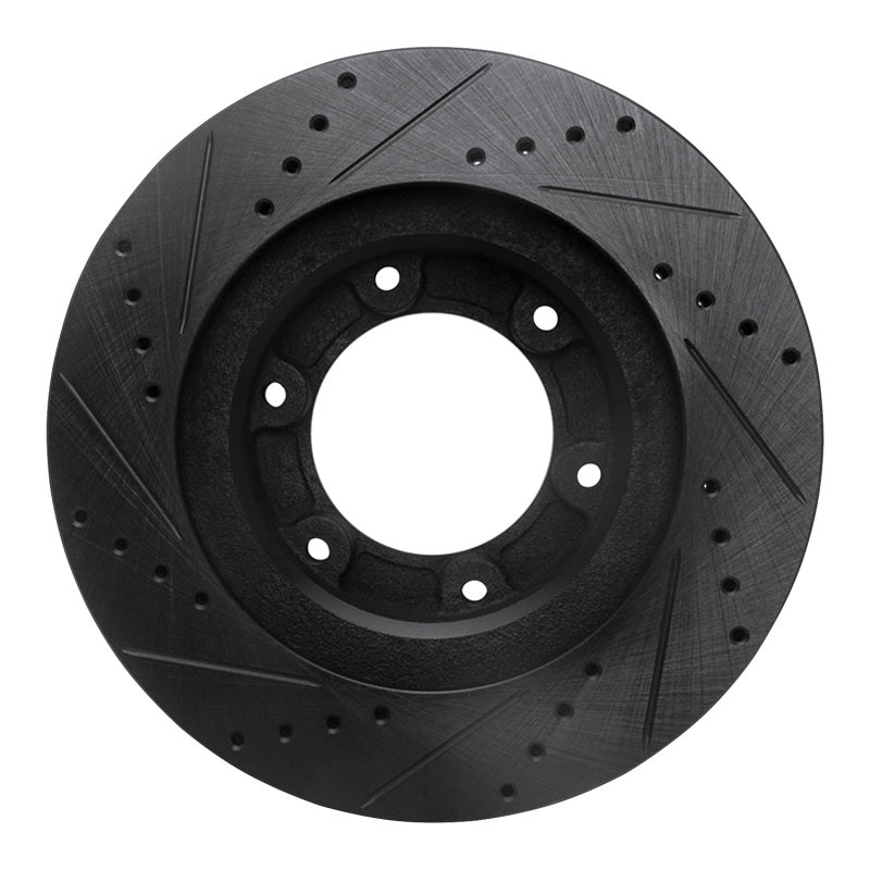 R1 93-97 Lexus LX450 Front Right Drilled & Slotted Black Brake Rotor
