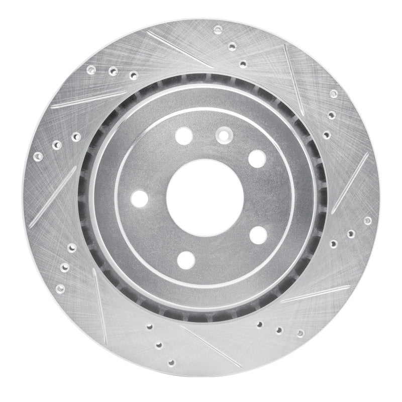 R1 14-19 Chevrolet Corvette Rear Right Drilled & Slotted Silver Brake Rotor