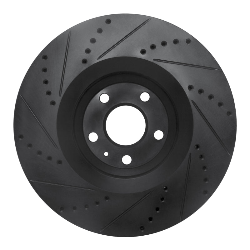 R1 08-11 Audi TTS Quattro Front Right Drilled & Slotted Black Brake Rotor
