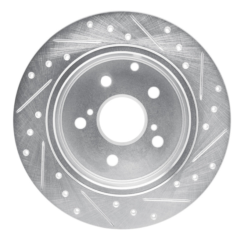 R1 09-13 Pontiac Vibe Rear Left Drilled & Slotted Silver Brake Rotor