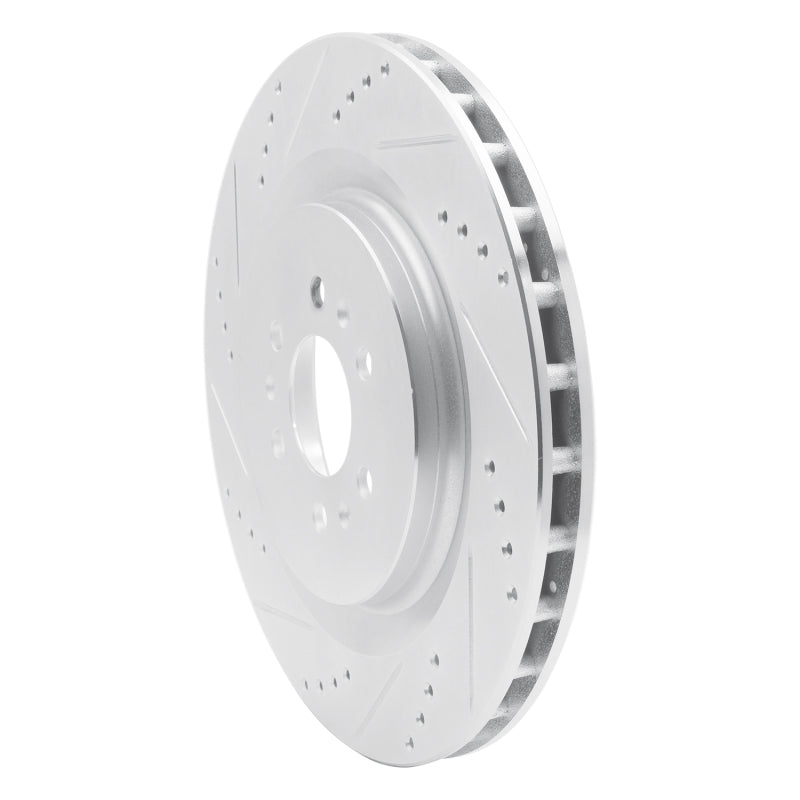 R1 04-11 Cadillac CTS Rear Left Drilled & Slotted Silver Brake Rotor