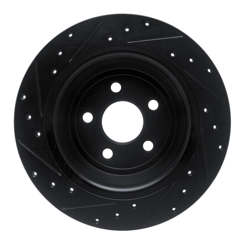 R1 15-24 Ford Fusion Rear Right Drilled & Slotted Black Brake Rotor