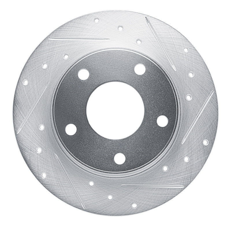 R1 20-25 Nissan SENTRA Rear Right Drilled & Slotted Silver Brake Rotor