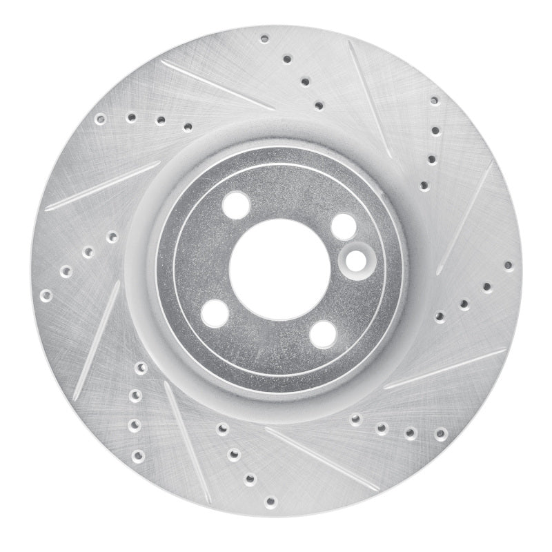 R1 13-13 Mini Cooper (Excl Clubman) Front Right Drilled & Slotted Silver Brake Rotor
