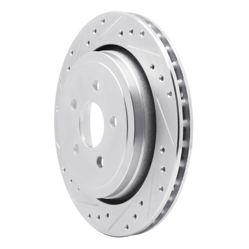 R1 89-95 Chrysler LeBaron Rear Left Drilled & Slotted Silver Brake Rotor