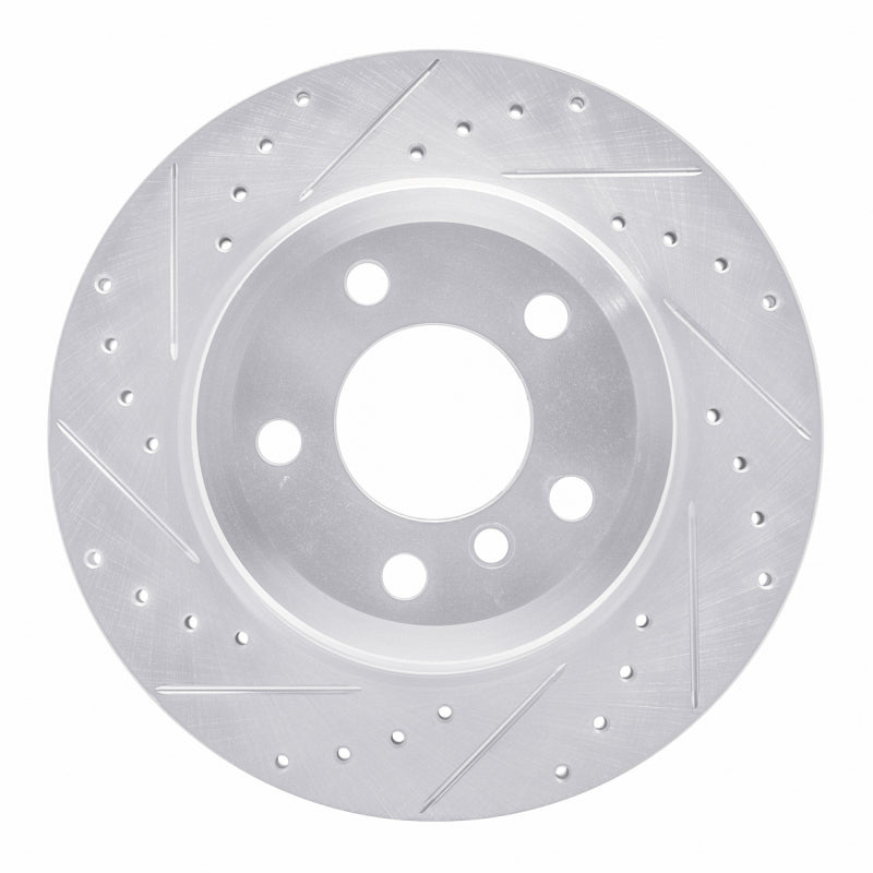 R1 07-19 BMW X6 Rear Left Drilled & Slotted Silver Brake Rotor