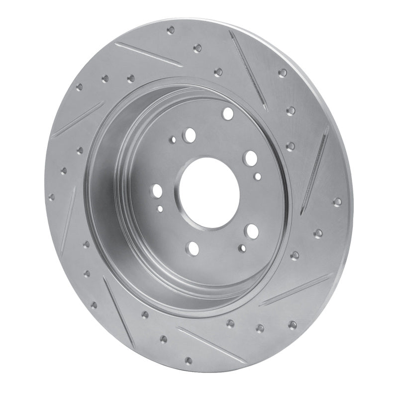 R1 06-14 Honda Ridgeline Rear Left Drilled & Slotted Silver Brake Rotor