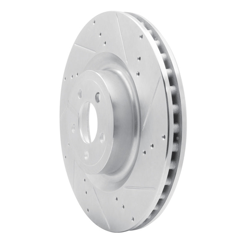R1 15-23 Ford Mustang Front Right Drilled & Slotted Silver Brake Rotor