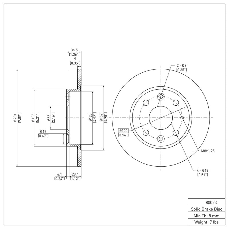 R1 1990-1993 Mazda Miata Rear Brake Rotor