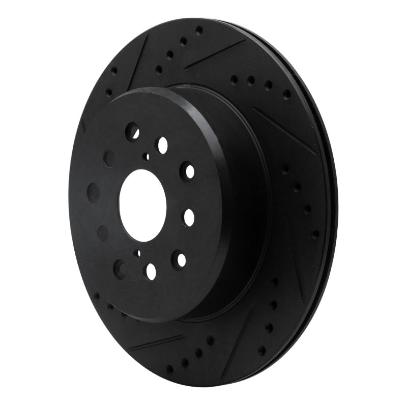 R1 93-98 Toyota Supra Rear Left Drilled & Slotted Black Brake Rotor
