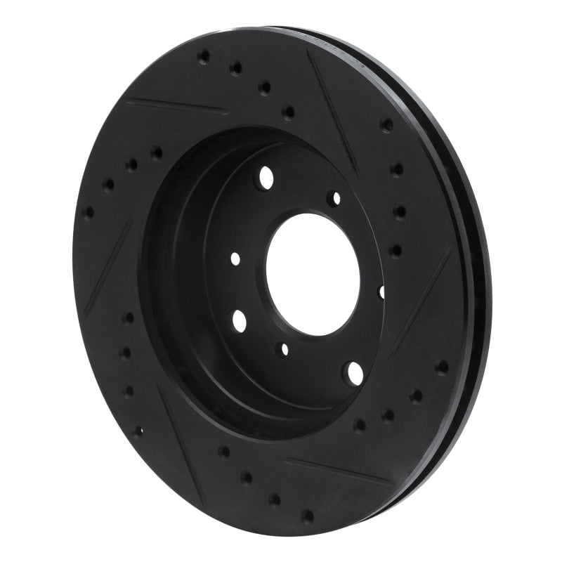 R1 98-02 Acura CL Front Left Drilled & Slotted Black Brake Rotor