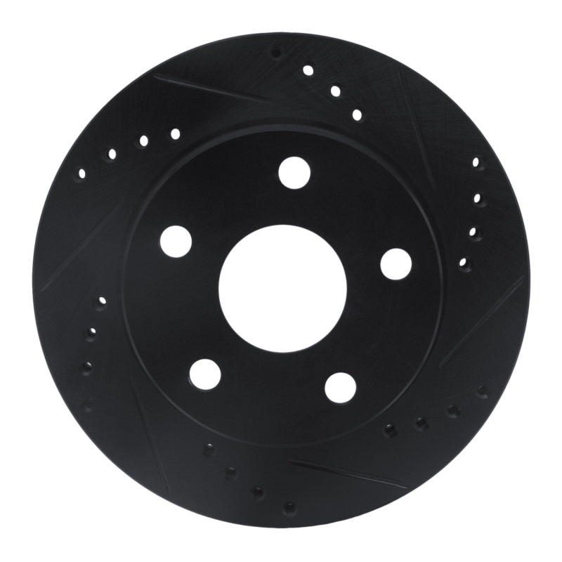 R1 91-94 Toyota Previa Front Right Drilled & Slotted Black Brake Rotor