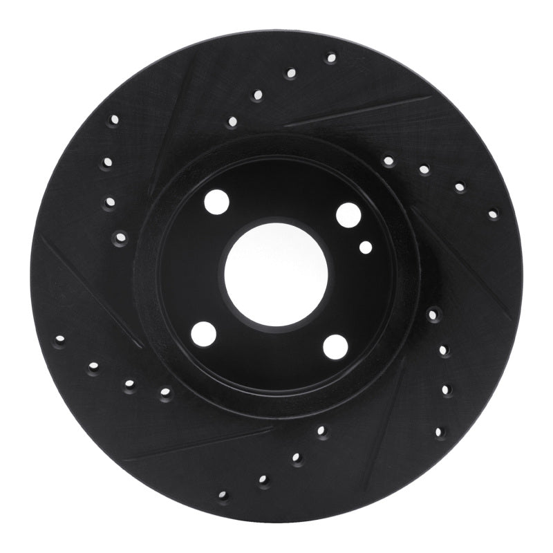 R1 94-02 Mazda Miata Front Right Drilled & Slotted Black Brake Rotor