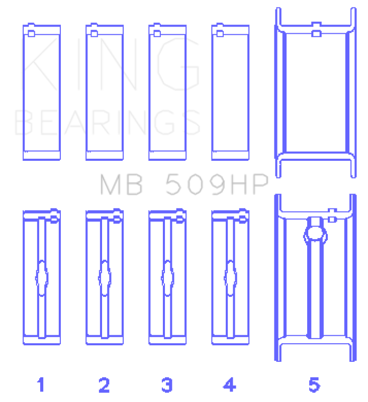 King Engine Bearings Chevrolet 400 V8 Crankshaft Main Bearing Set (Set of 5)