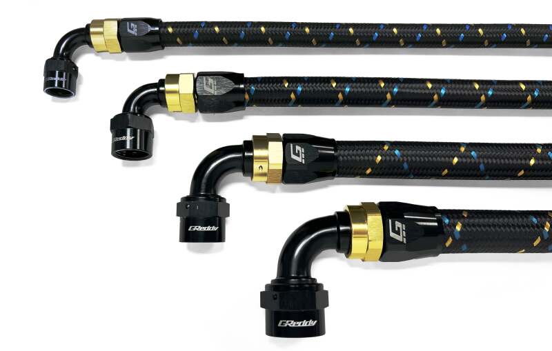 GReddy AN08 Reusable Hose Nylon Braided, Black/Gold/Blue