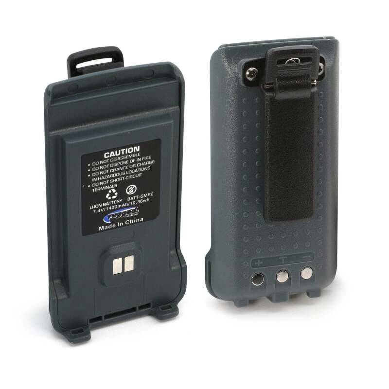 Rugged Radios GMR2 Replacement Lithium Battery w/12v Charge Port and Belt Clip Grey