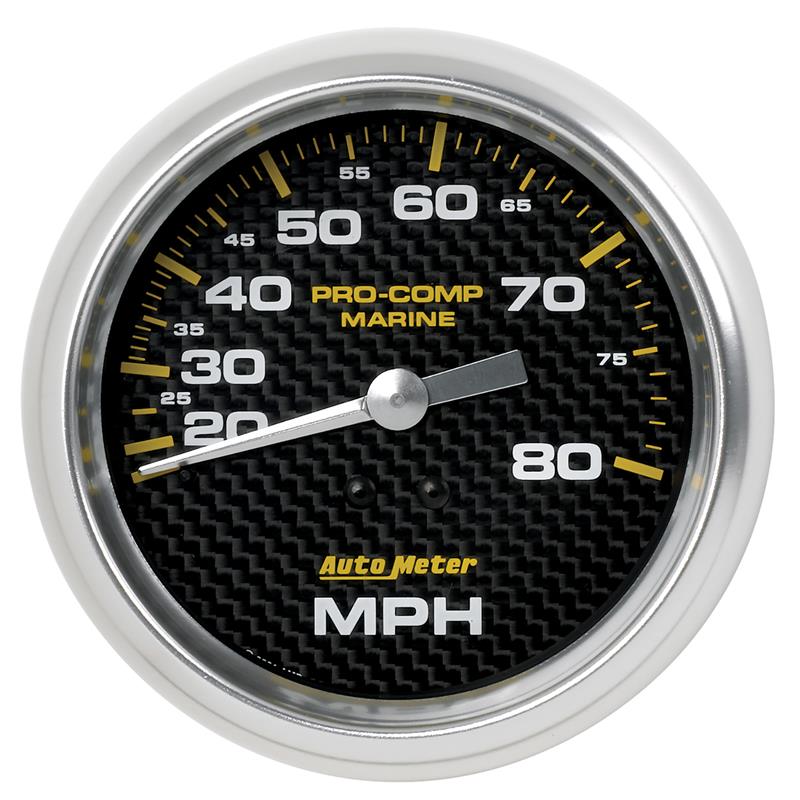 Autometer Gauge Speedometer 3-3/8in 80MPH Mechanical Marine Carbon Fiber